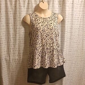 Peplum tank in abstract animal print